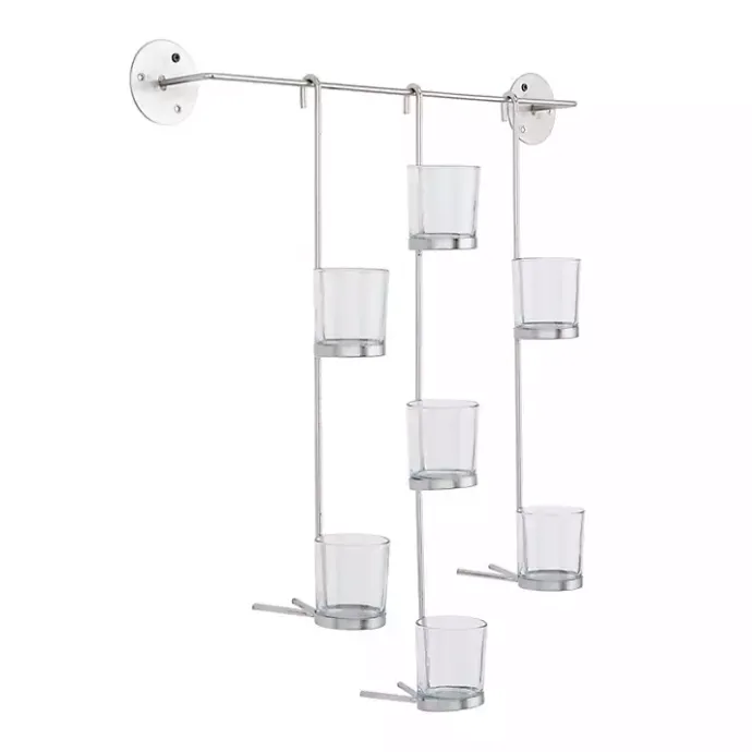 Best Kirklands Home Hanging Glass Votive Wall Plaque Silver