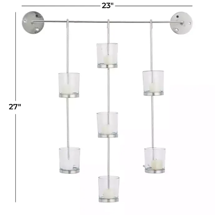 Best Kirklands Home Hanging Glass Votive Wall Plaque Silver