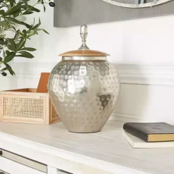 Best Kirklands Home Jar with Mango Wood Lid Silver