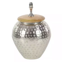 Best Kirklands Home Jar with Mango Wood Lid Silver