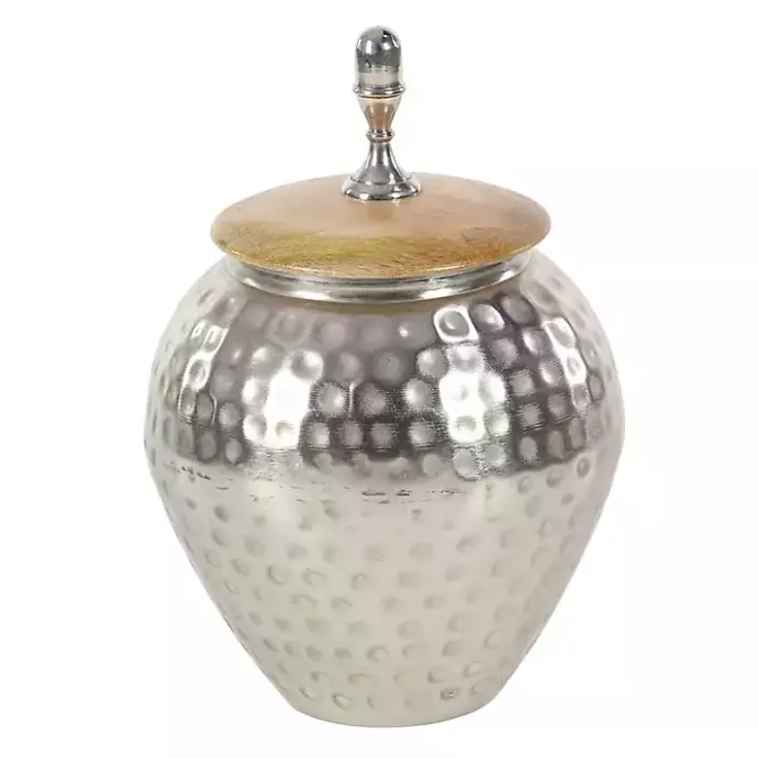 Best Kirklands Home Jar with Mango Wood Lid Silver