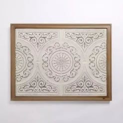 Discount Kirklands Home Silver Medallion Metal and Wood Wall Plaque