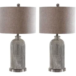 Discount Kirklands Home Silver Mercury Glass Ribbed Table Lamps, Set of 2 Tan