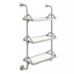 New Kirklands Home Metal and Glass 3-Tier Wall Shelf Silver