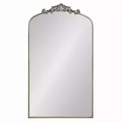 Discount Kirklands Home Silver Metal Arch Ornate Crown Wall Mirror