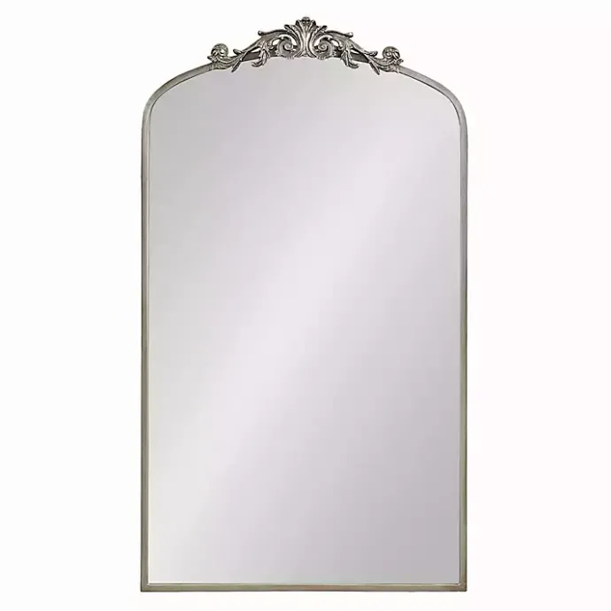 Discount Kirklands Home Silver Metal Arch Ornate Crown Wall Mirror