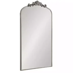 Discount Kirklands Home Silver Metal Arch Ornate Crown Wall Mirror