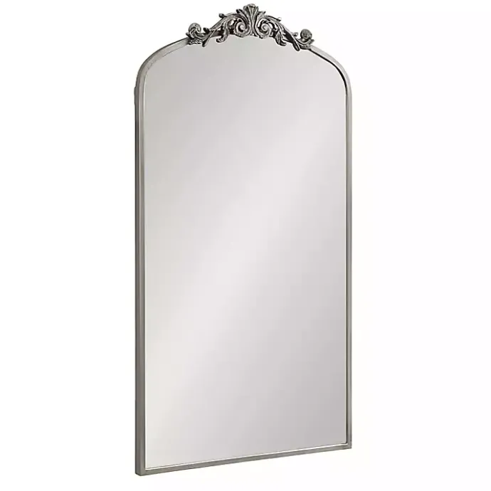 Discount Kirklands Home Silver Metal Arch Ornate Crown Wall Mirror