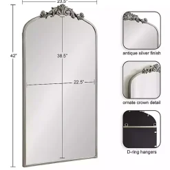 Discount Kirklands Home Silver Metal Arch Ornate Crown Wall Mirror