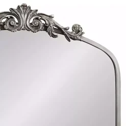 Discount Kirklands Home Silver Metal Arch Ornate Crown Wall Mirror