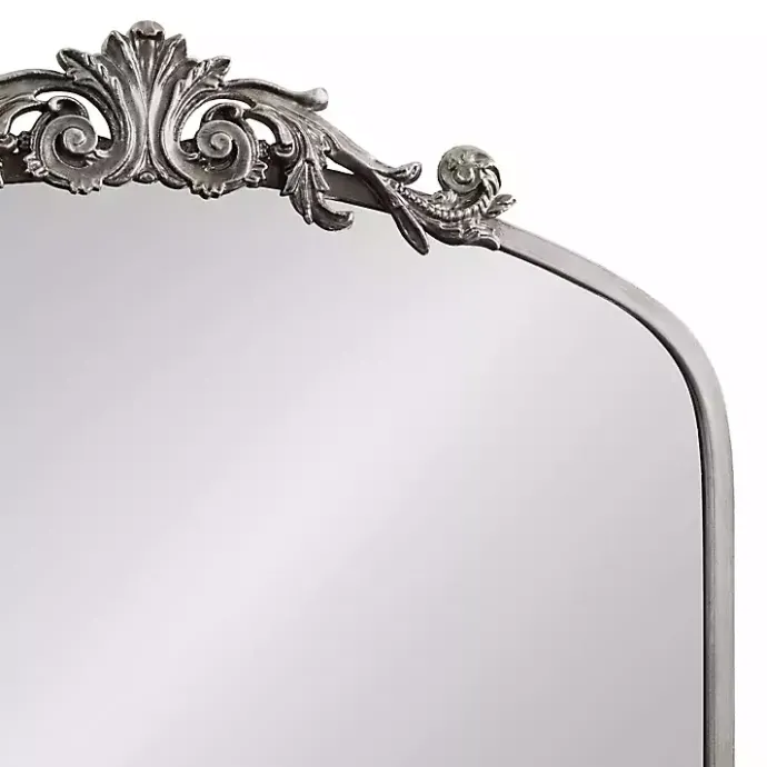 Discount Kirklands Home Silver Metal Arch Ornate Crown Wall Mirror