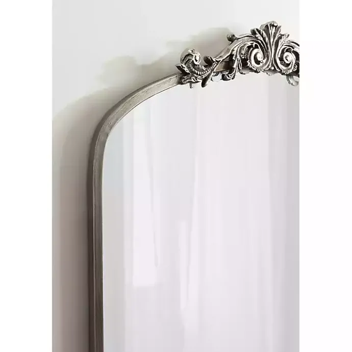 Discount Kirklands Home Silver Metal Arch Ornate Crown Wall Mirror
