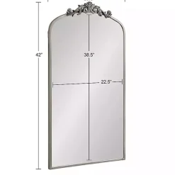 Discount Kirklands Home Silver Metal Arch Ornate Crown Wall Mirror