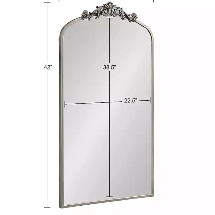 Discount Kirklands Home Silver Metal Arch Ornate Crown Wall Mirror