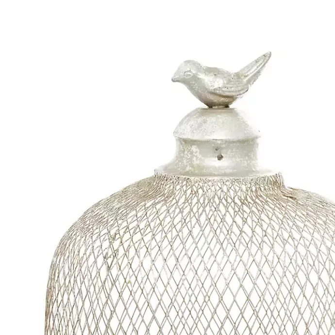 Outlet Kirklands Home Metal Bird Cage Cloche Lanterns, Set of 2 Silver