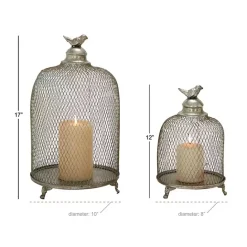 Outlet Kirklands Home Metal Bird Cage Cloche Lanterns, Set of 2 Silver