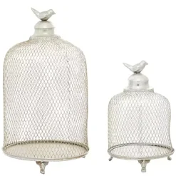 Outlet Kirklands Home Metal Bird Cage Cloche Lanterns, Set of 2 Silver
