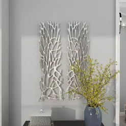 Sale Kirklands Home Metal Coral Panel Wall Plaques, Set of 2 Silver
