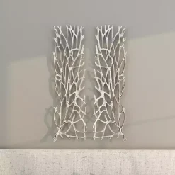 Sale Kirklands Home Metal Coral Panel Wall Plaques, Set of 2 Silver
