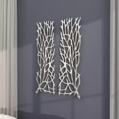 Sale Kirklands Home Metal Coral Panel Wall Plaques, Set of 2 Silver