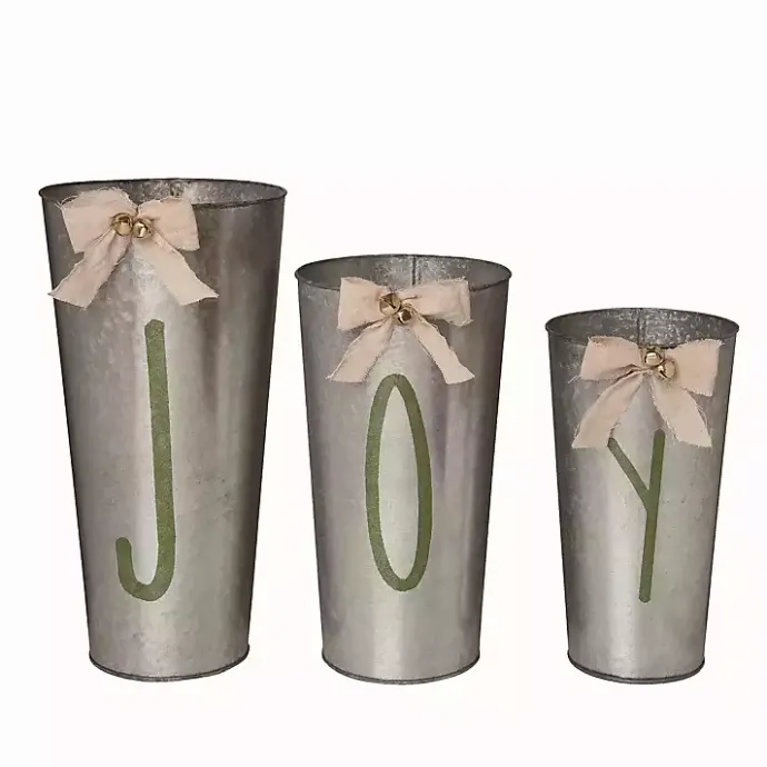 Online Kirklands Home Metal Joy Buckets, Set of 3 Silver