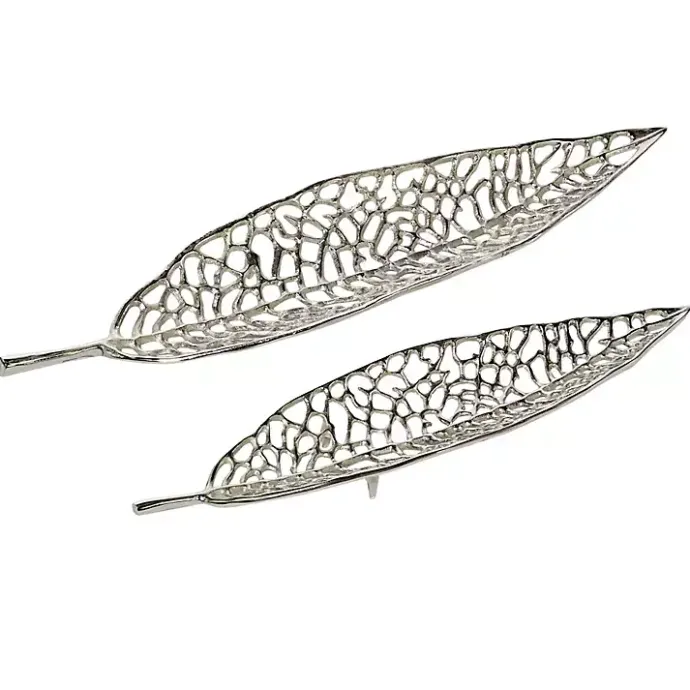 Clearance Kirklands Home Metal Leaf Trays, Set of 2 Silver