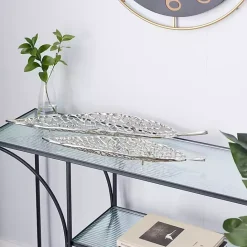 Clearance Kirklands Home Metal Leaf Trays, Set of 2 Silver