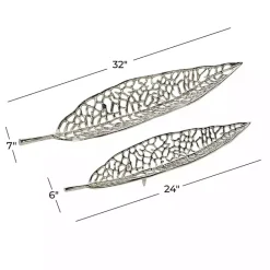 Clearance Kirklands Home Metal Leaf Trays, Set of 2 Silver