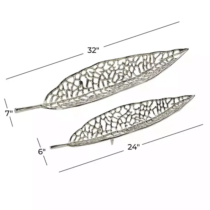 Clearance Kirklands Home Metal Leaf Trays, Set of 2 Silver