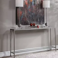 Online Kirklands Home Metal Mirrored Top Slim Console Table Silver