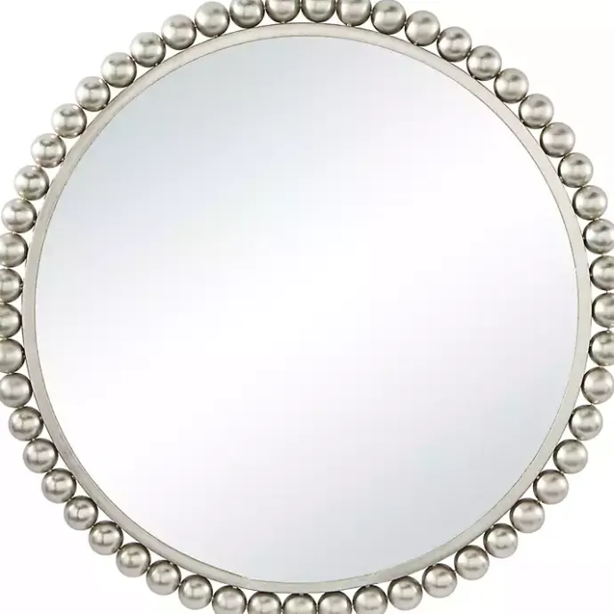 Best Kirklands Home Silver Metal Round Beaded Frame Wall Mirror