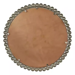 Best Kirklands Home Silver Metal Round Beaded Frame Wall Mirror