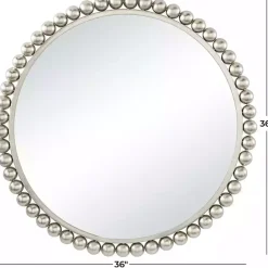 Best Kirklands Home Silver Metal Round Beaded Frame Wall Mirror