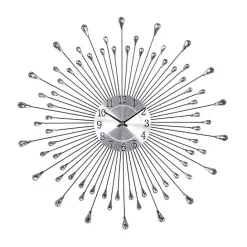 Hot Kirklands Home Silver Metal Sunburst Droplet Frame Clock