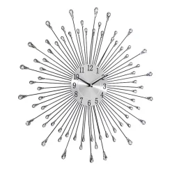 Hot Kirklands Home Silver Metal Sunburst Droplet Frame Clock