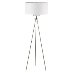 Clearance Kirklands Home Silver Metal Tripod Floor Lamp White
