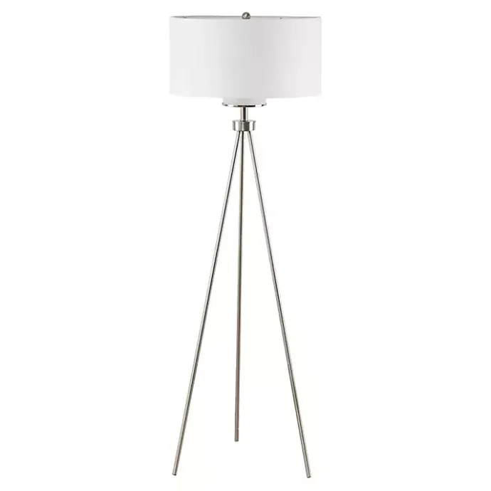 Clearance Kirklands Home Silver Metal Tripod Floor Lamp White