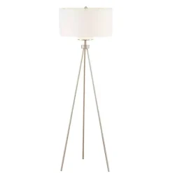 Clearance Kirklands Home Silver Metal Tripod Floor Lamp White