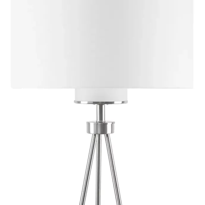 Clearance Kirklands Home Silver Metal Tripod Floor Lamp White