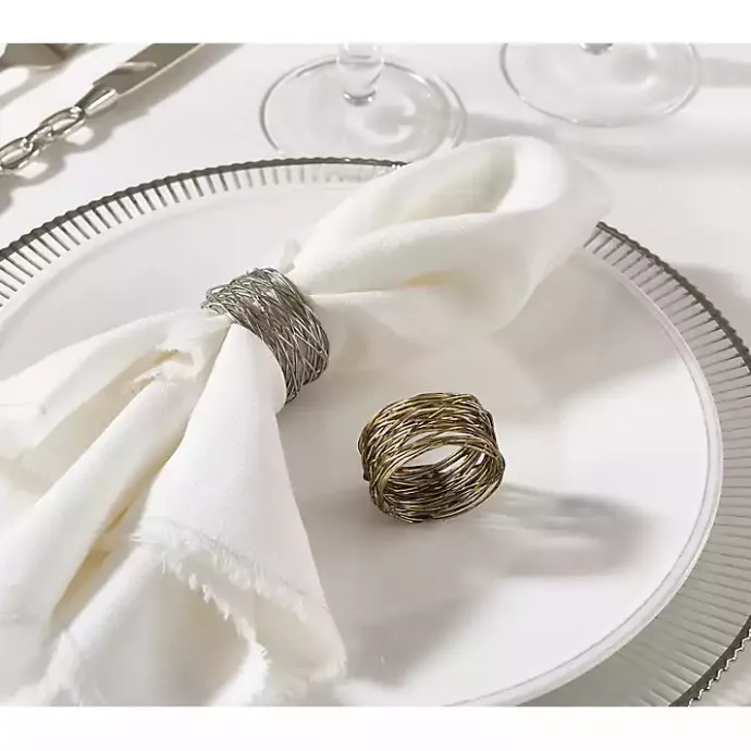 Online Kirklands Home Metal Twine Napkin Rings, Set of 4 Silver