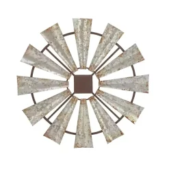 New Kirklands Home Metal Windmill Wall Plaque Silver
