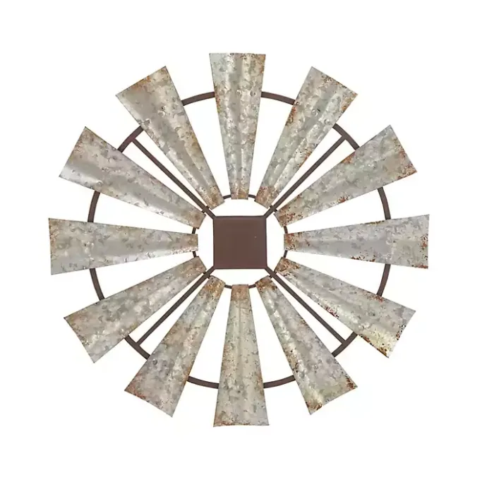 New Kirklands Home Metal Windmill Wall Plaque Silver