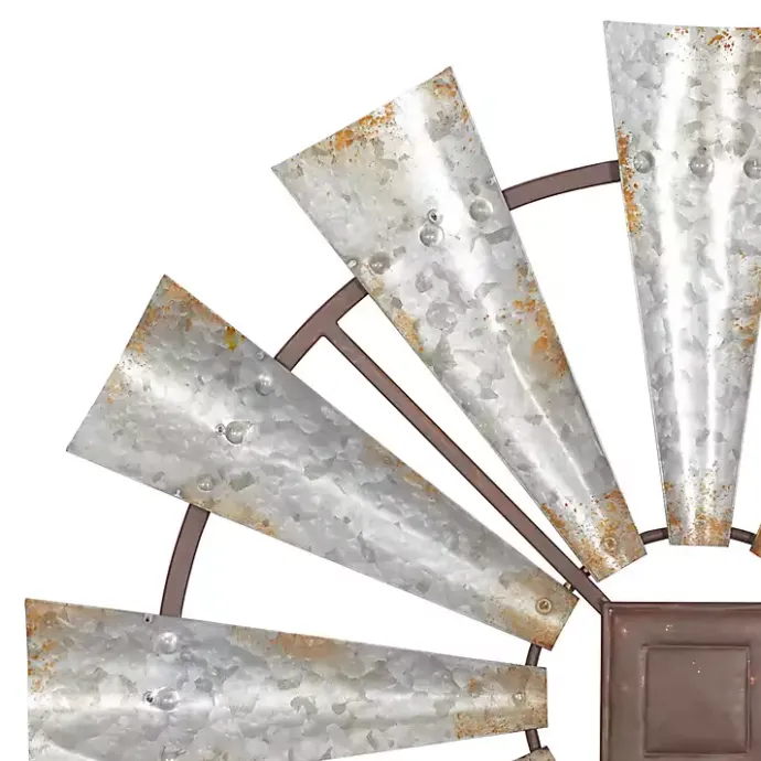 New Kirklands Home Metal Windmill Wall Plaque Silver