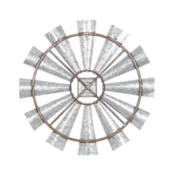 New Kirklands Home Metal Windmill Wall Plaque Silver