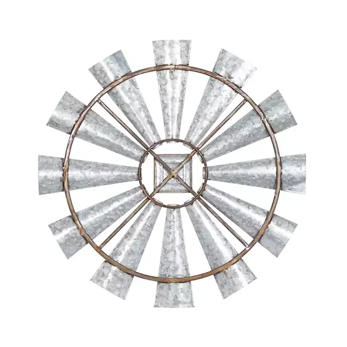 New Kirklands Home Metal Windmill Wall Plaque Silver