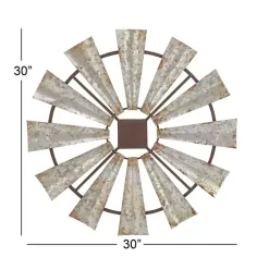 New Kirklands Home Metal Windmill Wall Plaque Silver
