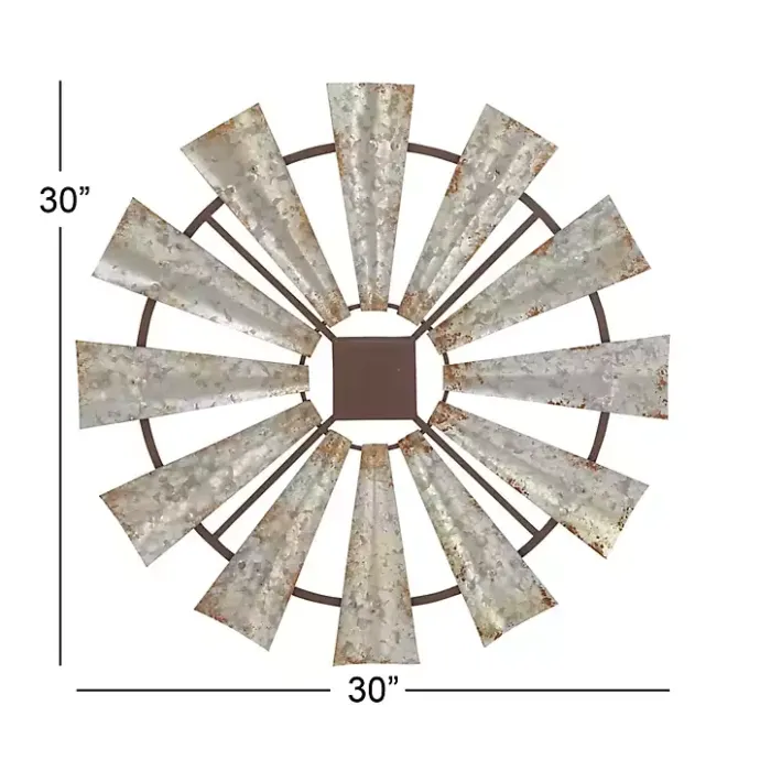 New Kirklands Home Metal Windmill Wall Plaque Silver