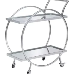 New Kirklands Home Mirrored 2-Tier Odessa Bar Cart Silver