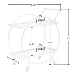 New Kirklands Home Mirrored 2-Tier Odessa Bar Cart Silver