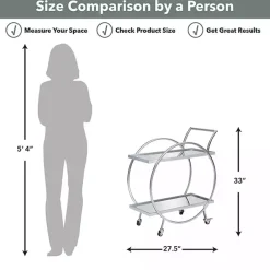 New Kirklands Home Mirrored 2-Tier Odessa Bar Cart Silver